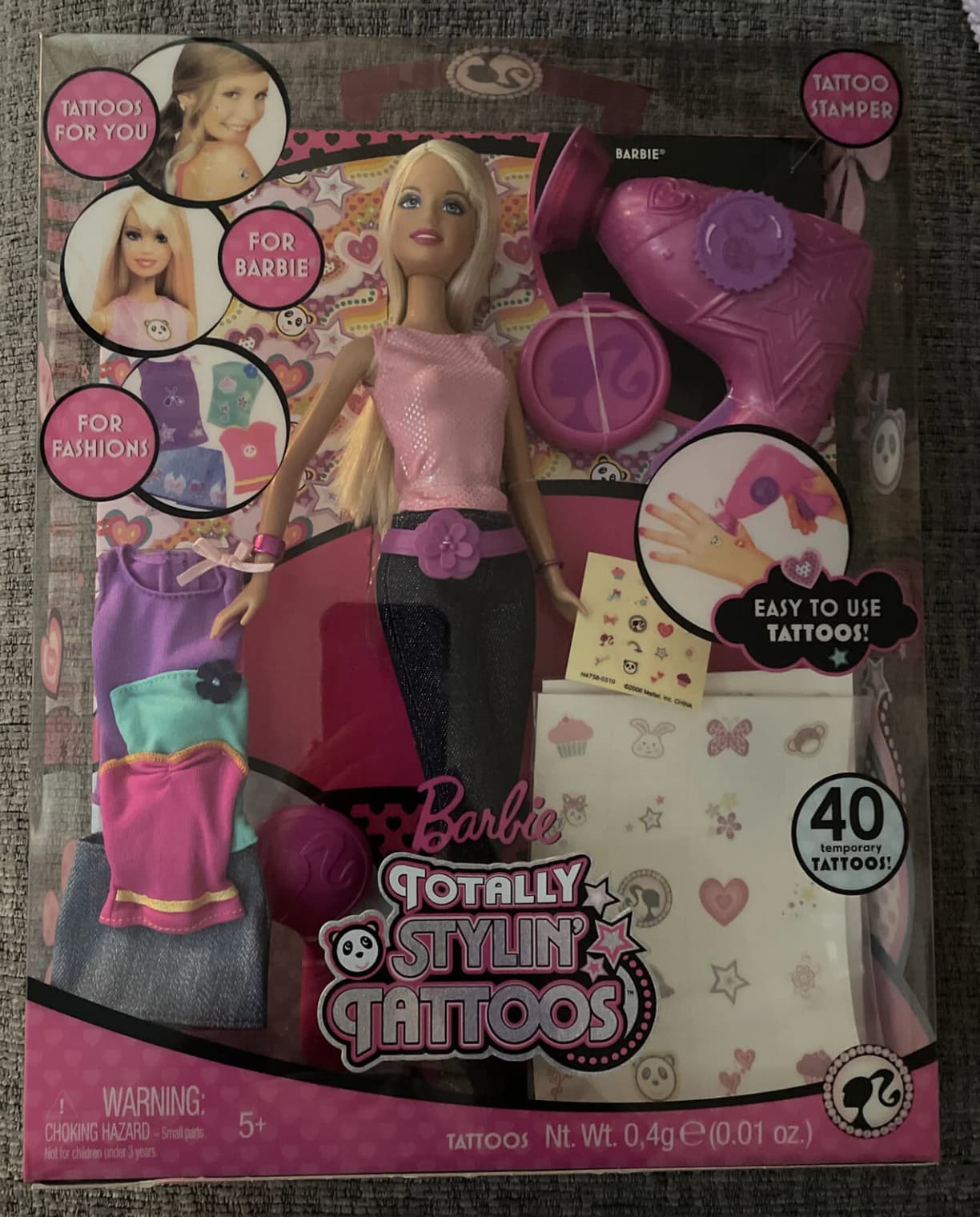 barbie - Tattoos For You For Fashions For Barbie e Warning Choking HazardSmall parts Not for children under 3 years Barbie Tattoo Stamper B 147584310 60008 Main Cou Barbie Totally Stylin Tattoos Easy To Use Tattoos! 40 temporary Tattoos! 5 Tattoos Nt. Wt.